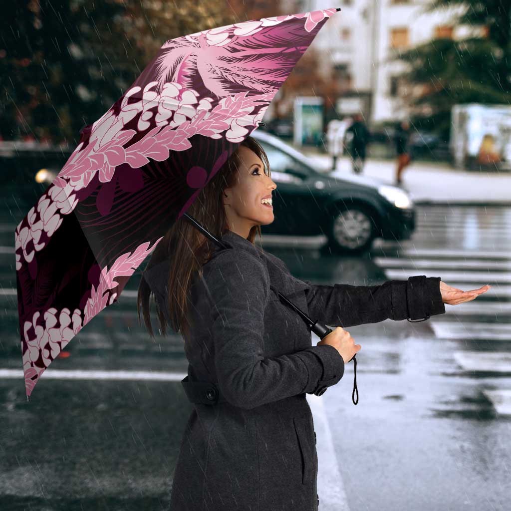 Puakenikeni Maile Lei Umbrella Frangipani Pink Tropical Leaves