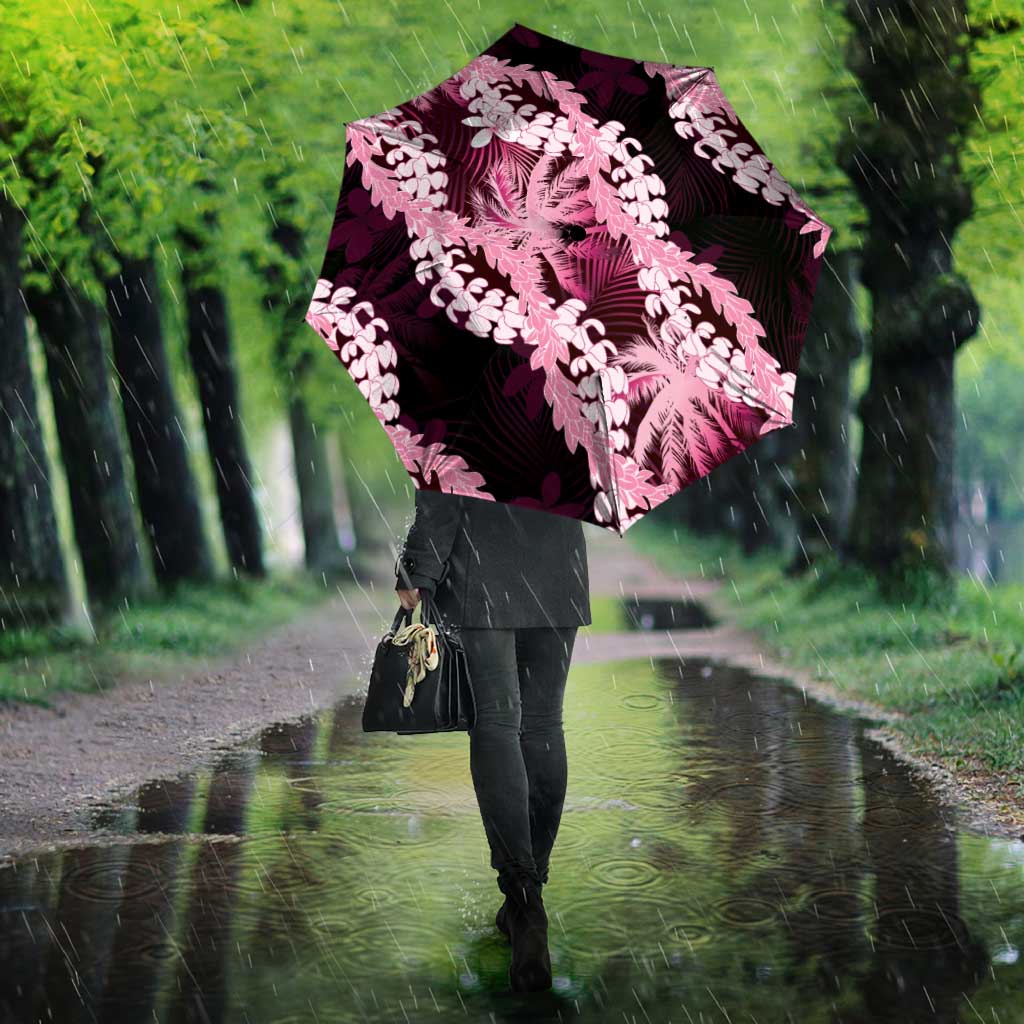 Puakenikeni Maile Lei Umbrella Frangipani Pink Tropical Leaves