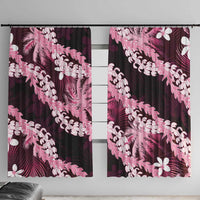 Puakenikeni Maile Lei Window Curtain Frangipani Pink Tropical Leaves