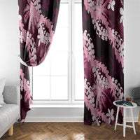 Puakenikeni Maile Lei Window Curtain Frangipani Pink Tropical Leaves
