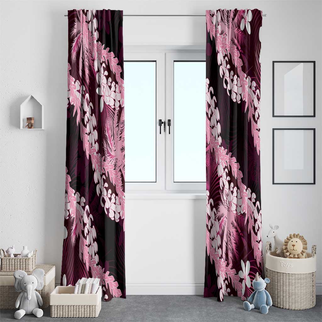 Puakenikeni Maile Lei Window Curtain Frangipani Pink Tropical Leaves