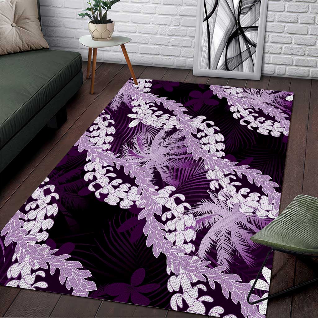 Puakenikeni Maile Lei Area Rug Frangipani Purple Tropical Leaves LT01 Purple - Polynesian Pride