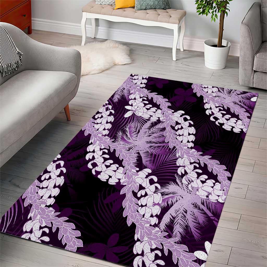 Puakenikeni Maile Lei Area Rug Frangipani Purple Tropical Leaves LT01 - Polynesian Pride