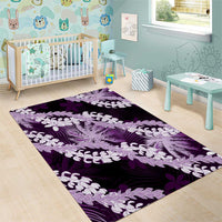 Puakenikeni Maile Lei Area Rug Frangipani Purple Tropical Leaves LT01 - Polynesian Pride