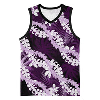 Puakenikeni Maile Lei Basketball Jersey Frangipani Purple Tropical Leaves LT01 Unisex Purple - Polynesian Pride