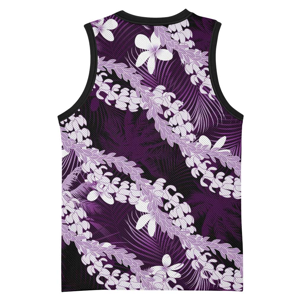 Puakenikeni Maile Lei Basketball Jersey Frangipani Purple Tropical Leaves LT01 - Polynesian Pride