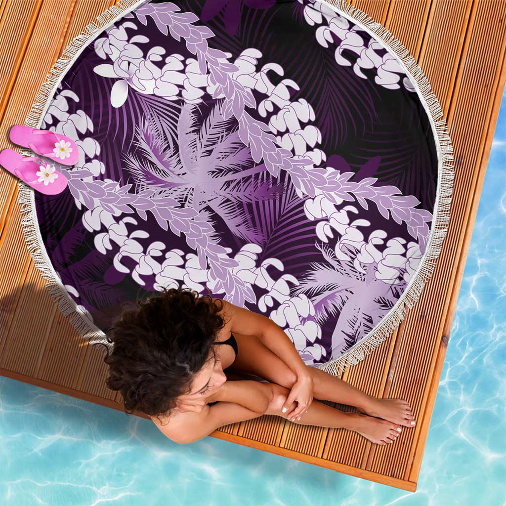 Puakenikeni Maile Lei Beach Blanket Frangipani Purple Tropical Leaves