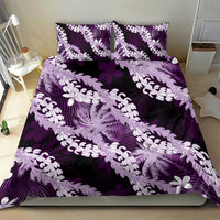 Puakenikeni Maile Lei Bedding Set Frangipani Purple Tropical Leaves