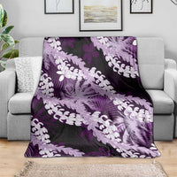 Puakenikeni Maile Lei Blanket Frangipani Purple Tropical Leaves