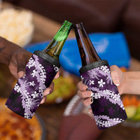 Puakenikeni Maile Lei 4 in 1 Can Cooler Tumbler Frangipani Purple Tropical Leaves LT01 - Polynesian Pride