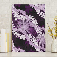 Puakenikeni Maile Lei Canvas Wall Art Frangipani Purple Tropical Leaves