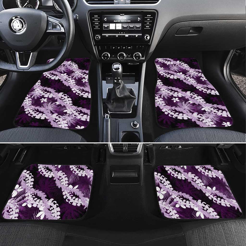 Puakenikeni Maile Lei Car Mats Frangipani Purple Tropical Leaves
