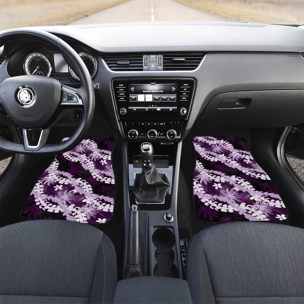 Puakenikeni Maile Lei Car Mats Frangipani Purple Tropical Leaves