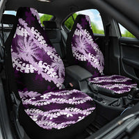 Puakenikeni Maile Lei Car Seat Cover Frangipani Purple Tropical Leaves LT01 One Size Purple - Polynesian Pride