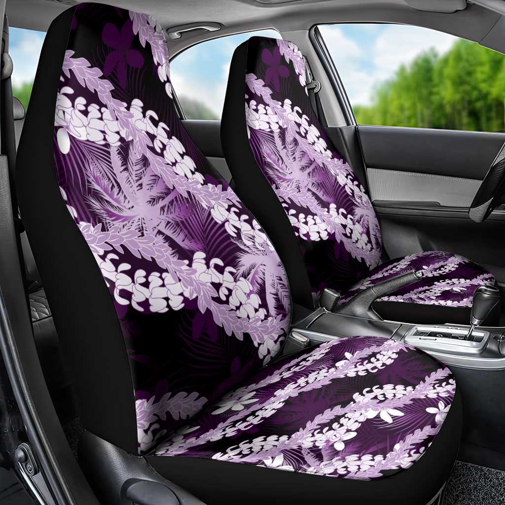 Puakenikeni Maile Lei Car Seat Cover Frangipani Purple Tropical Leaves LT01 - Polynesian Pride