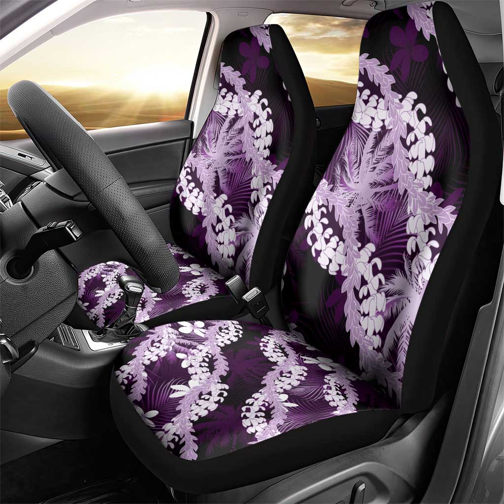 Puakenikeni Maile Lei Car Seat Cover Frangipani Purple Tropical Leaves LT01 - Polynesian Pride