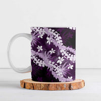 Puakenikeni Maile Lei Ceramic Mug Frangipani Purple Tropical Leaves