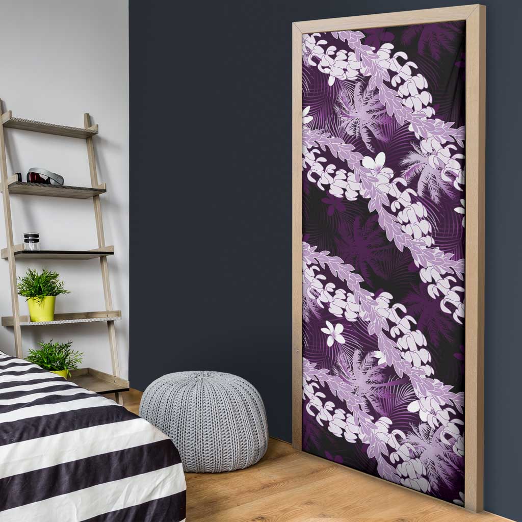 Puakenikeni Maile Lei Door Cover Frangipani Purple Tropical Leaves LT01 - Polynesian Pride