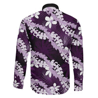 Puakenikeni Maile Lei Family Matching Mermaid Dress and Hawaiian Shirt Frangipani Purple Tropical Leaves LT01 - Polynesian Pride