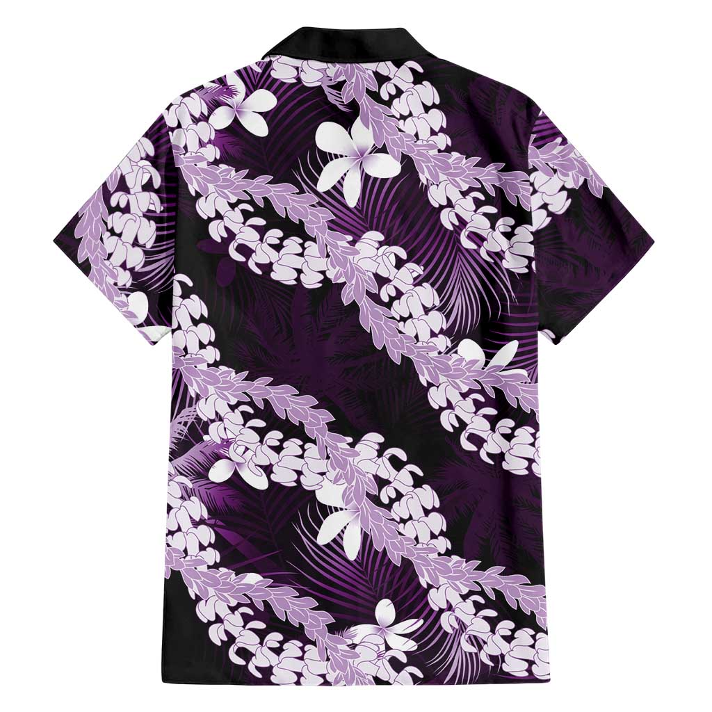 Puakenikeni Maile Lei Family Matching Off Shoulder Short Dress and Hawaiian Shirt Frangipani Purple Tropical Leaves LT01 - Polynesian Pride
