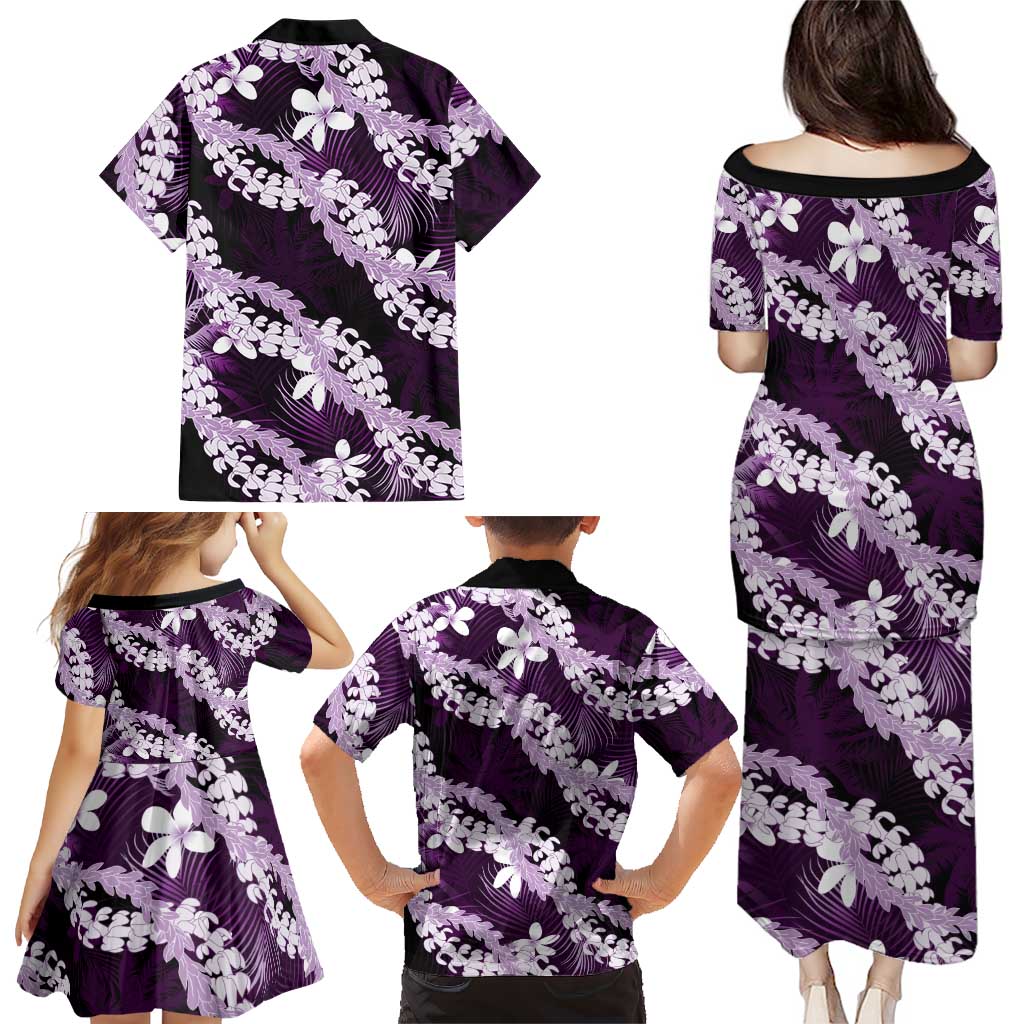 Puakenikeni Maile Lei Family Matching Puletasi and Hawaiian Shirt Frangipani Purple Tropical Leaves LT01 - Polynesian Pride