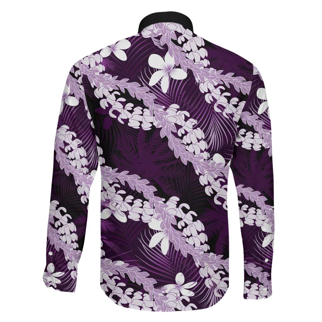 Puakenikeni Maile Lei Family Matching Tank Maxi Dress and Hawaiian Shirt Frangipani Purple Tropical Leaves LT01 - Polynesian Pride