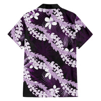 Puakenikeni Maile Lei Hawaiian Shirt Frangipani Purple Tropical Leaves LT01 - Polynesian Pride