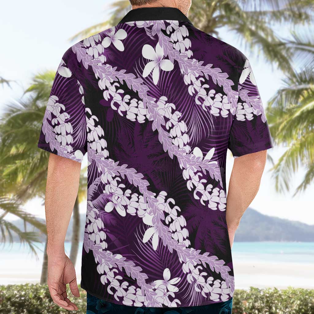 Puakenikeni Maile Lei Hawaiian Shirt Frangipani Purple Tropical Leaves LT01 - Polynesian Pride