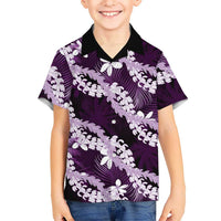 Puakenikeni Maile Lei Hawaiian Shirt Frangipani Purple Tropical Leaves LT01 - Polynesian Pride