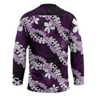 Puakenikeni Maile Lei Hockey Jersey Frangipani Purple Tropical Leaves LT01 - Polynesian Pride