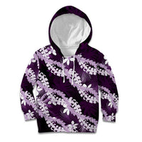 Puakenikeni Maile Lei Kid Hoodie Frangipani Purple Tropical Leaves LT01 Hoodie Purple - Polynesian Pride