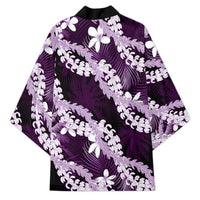 Puakenikeni Maile Lei Kimono Frangipani Purple Tropical Leaves