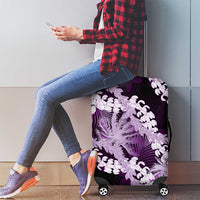 Puakenikeni Maile Lei Luggage Cover Frangipani Purple Tropical Leaves LT01 - Polynesian Pride