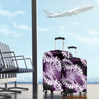 Puakenikeni Maile Lei Luggage Cover Frangipani Purple Tropical Leaves LT01 - Polynesian Pride