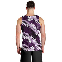 Puakenikeni Maile Lei Men Tank Top Frangipani Purple Tropical Leaves