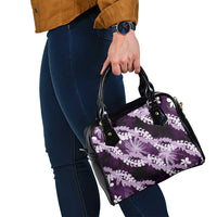 Puakenikeni Maile Lei Shoulder Handbag Frangipani Purple Tropical Leaves LT01 - Polynesian Pride