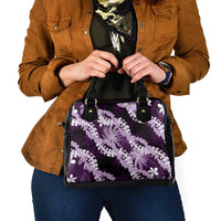 Puakenikeni Maile Lei Shoulder Handbag Frangipani Purple Tropical Leaves LT01 - Polynesian Pride