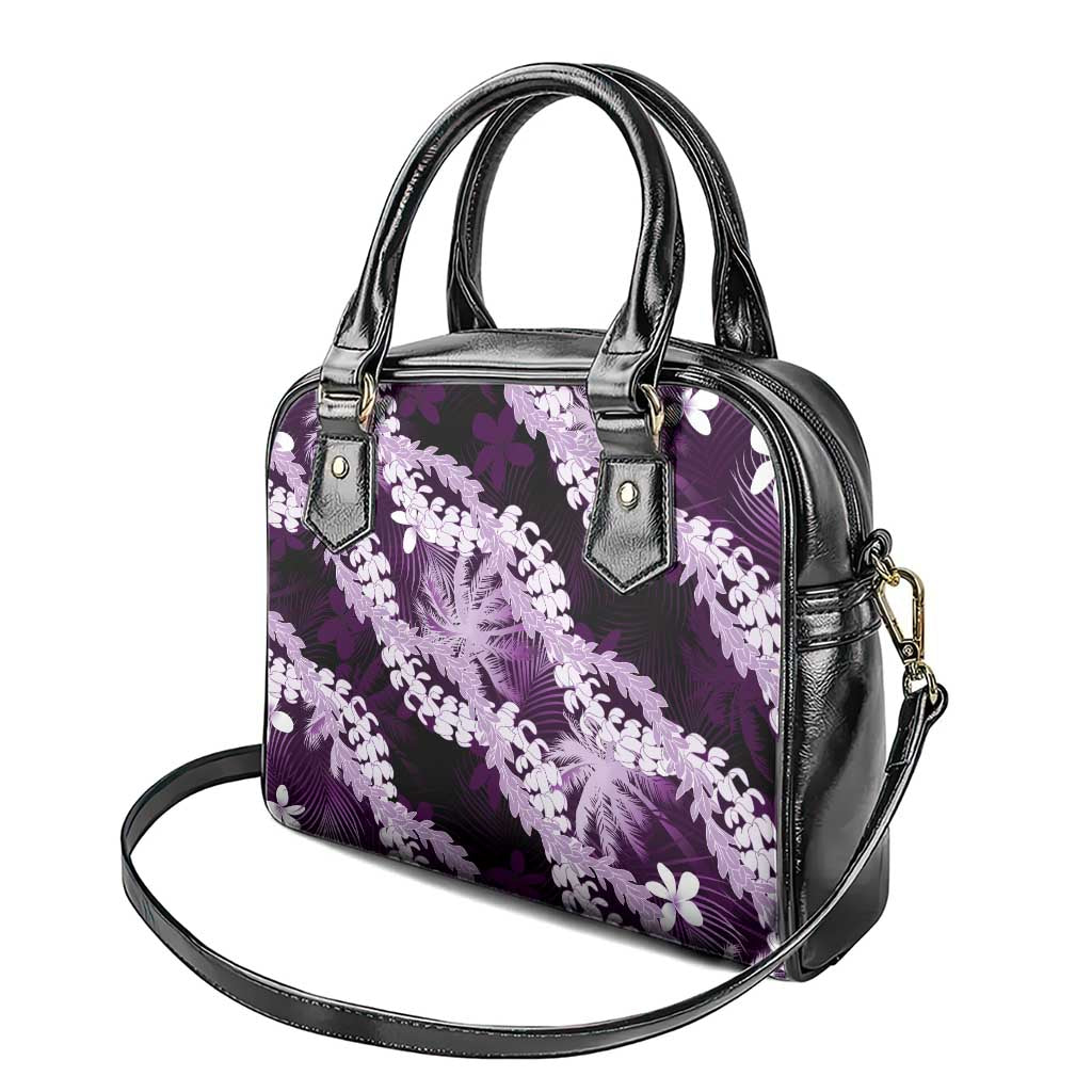 Puakenikeni Maile Lei Shoulder Handbag Frangipani Purple Tropical Leaves LT01 - Polynesian Pride