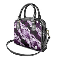 Puakenikeni Maile Lei Shoulder Handbag Frangipani Purple Tropical Leaves LT01 - Polynesian Pride