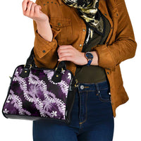 Puakenikeni Maile Lei Shoulder Handbag Frangipani Purple Tropical Leaves LT01 - Polynesian Pride