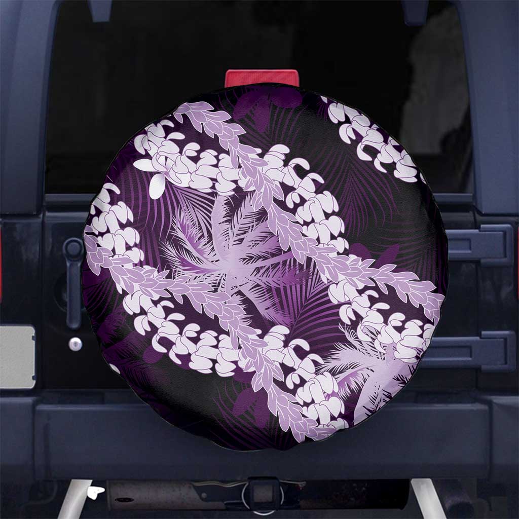 Puakenikeni Maile Lei Spare Tire Cover Frangipani Purple Tropical Leaves LT01 No hole Purple - Polynesian Pride
