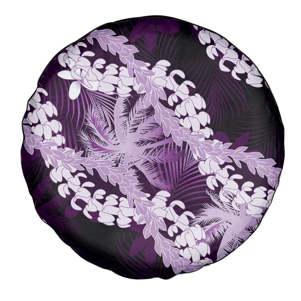Puakenikeni Maile Lei Spare Tire Cover Frangipani Purple Tropical Leaves LT01 - Polynesian Pride