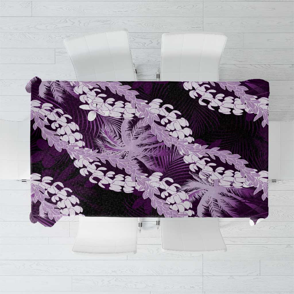 Puakenikeni Maile Lei Tablecloth Frangipani Purple Tropical Leaves