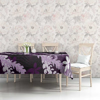 Puakenikeni Maile Lei Tablecloth Frangipani Purple Tropical Leaves