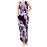 Puakenikeni Maile Lei Tank Maxi Dress Frangipani Purple Tropical Leaves LT01 Women Purple - Polynesian Pride