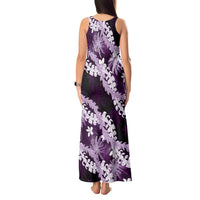 Puakenikeni Maile Lei Tank Maxi Dress Frangipani Purple Tropical Leaves LT01 - Polynesian Pride