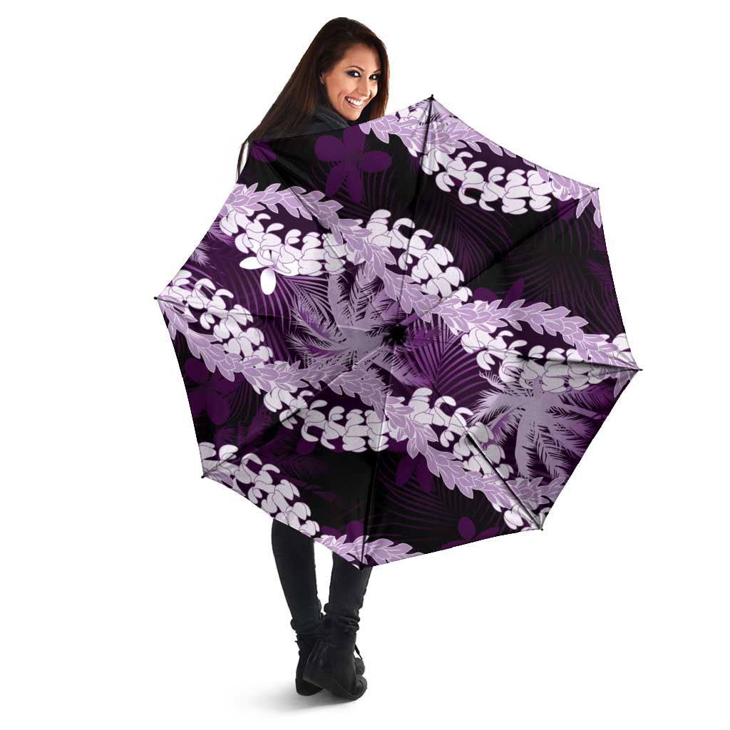 Puakenikeni Maile Lei Umbrella Frangipani Purple Tropical Leaves
