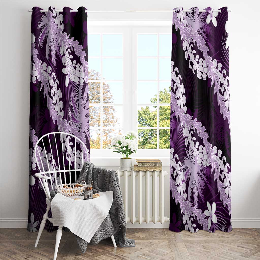 Puakenikeni Maile Lei Window Curtain Frangipani Purple Tropical Leaves LT01 - Polynesian Pride
