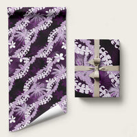 Puakenikeni Maile Lei Wrapping Paper Frangipani Purple Tropical Leaves