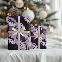Puakenikeni Maile Lei Wrapping Paper Frangipani Purple Tropical Leaves